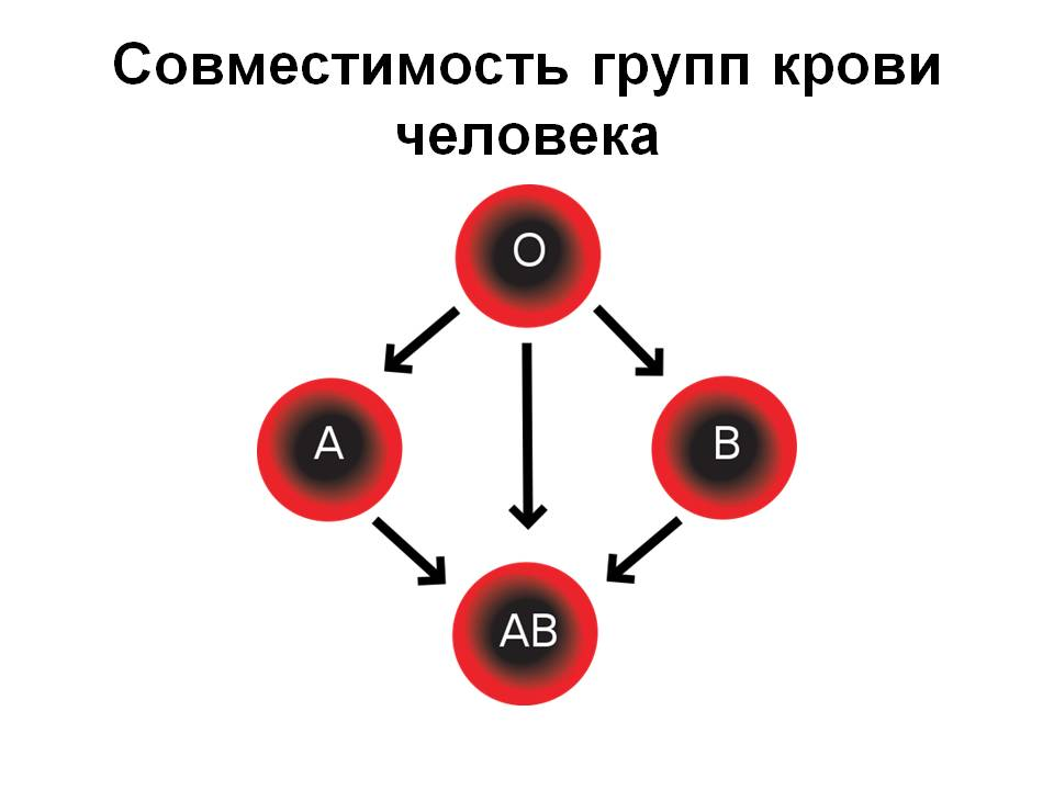 Схема совместимости групп крови