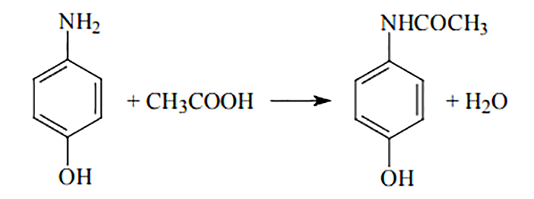 Реакция получения парацетамола путем ацетилирования n-аминофенола уксусной кислотой