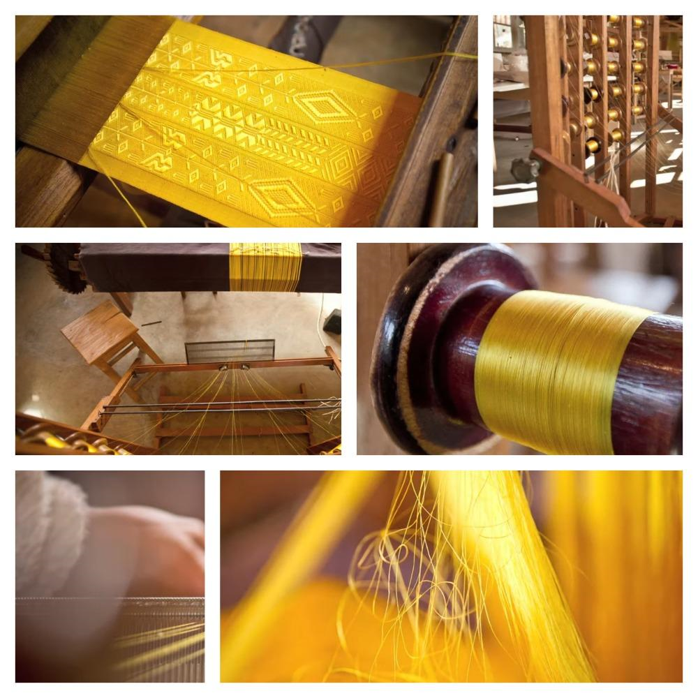 Коллаж-крутилка современного производства ткани из паучьего шелка