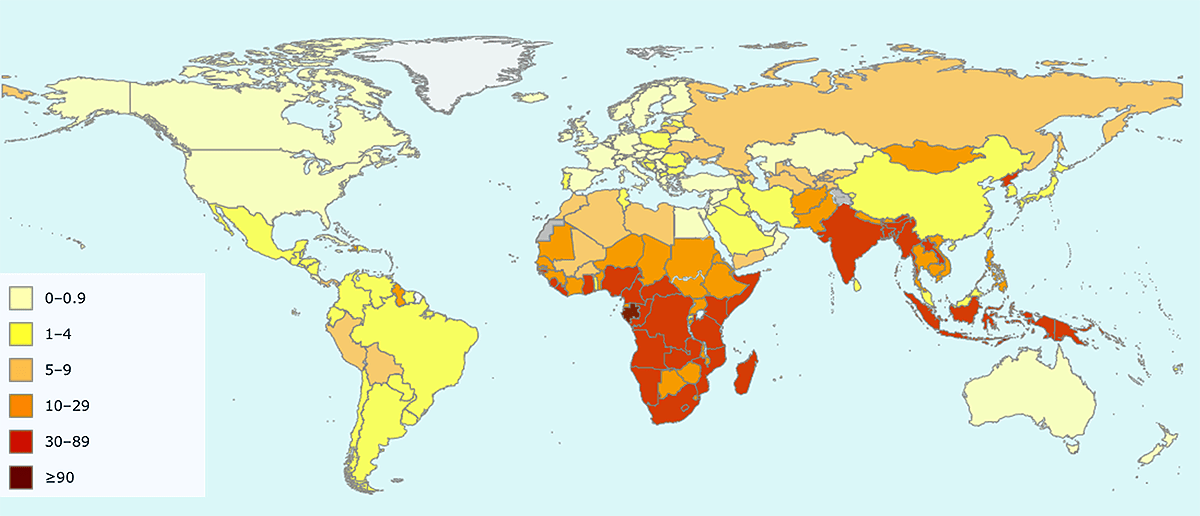 Карта смертности от туберкулеза в 2017 году