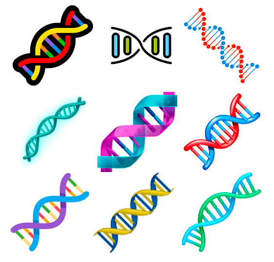 Пиктограммы ДНК в различных мессенджерах