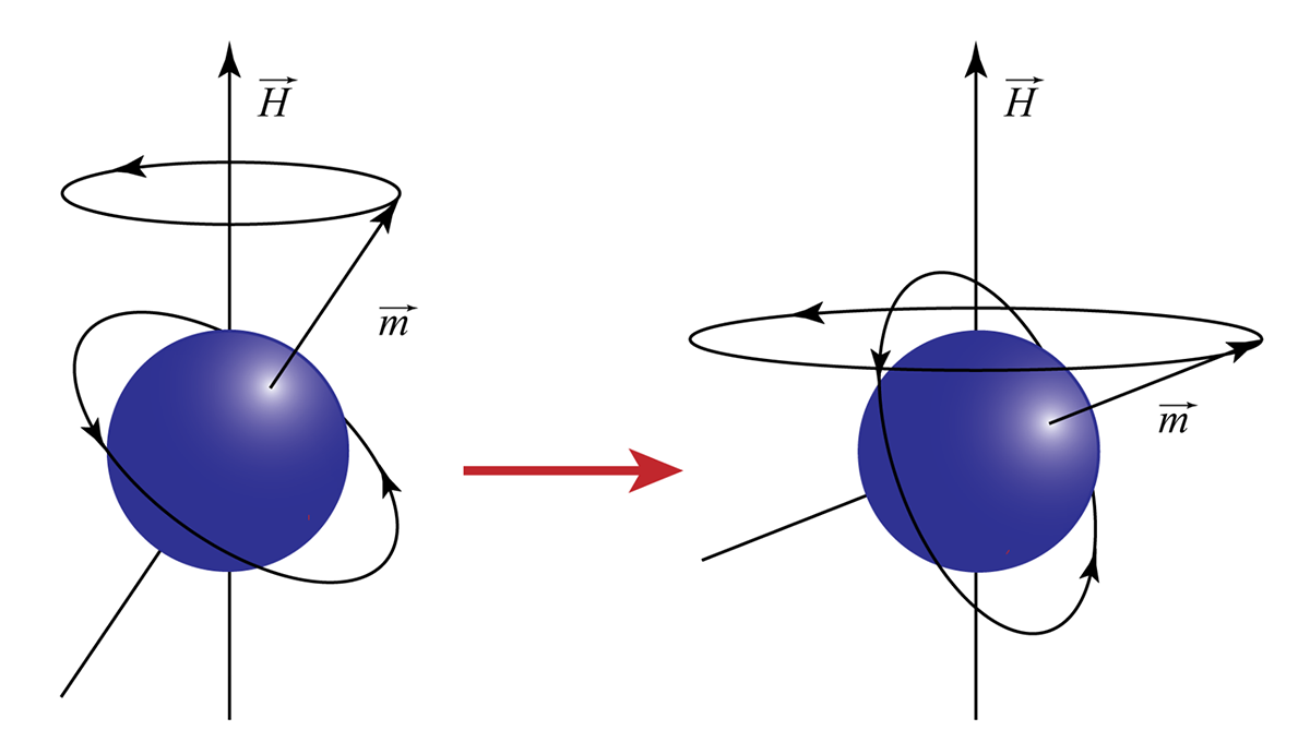 Переходы между состояниями магнитного атома или ядра
