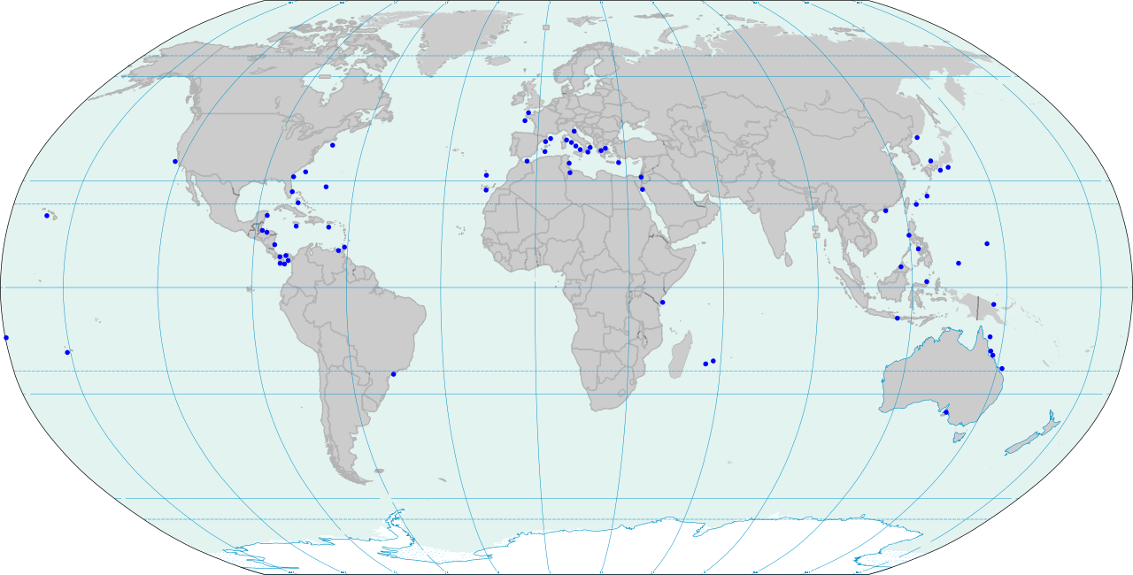 Современная карта мест обитания трихоплакса