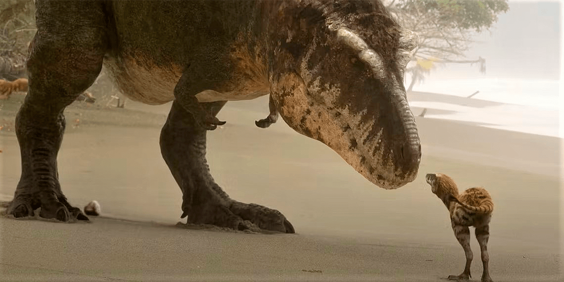 Детеныш тираннозавра и взрослый самец