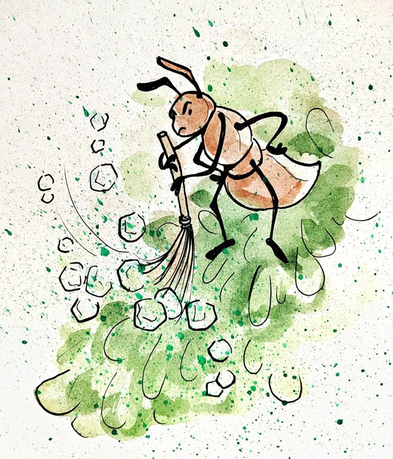 Мультяшная иллюстрация, демонстрирующая категоричность муравьев