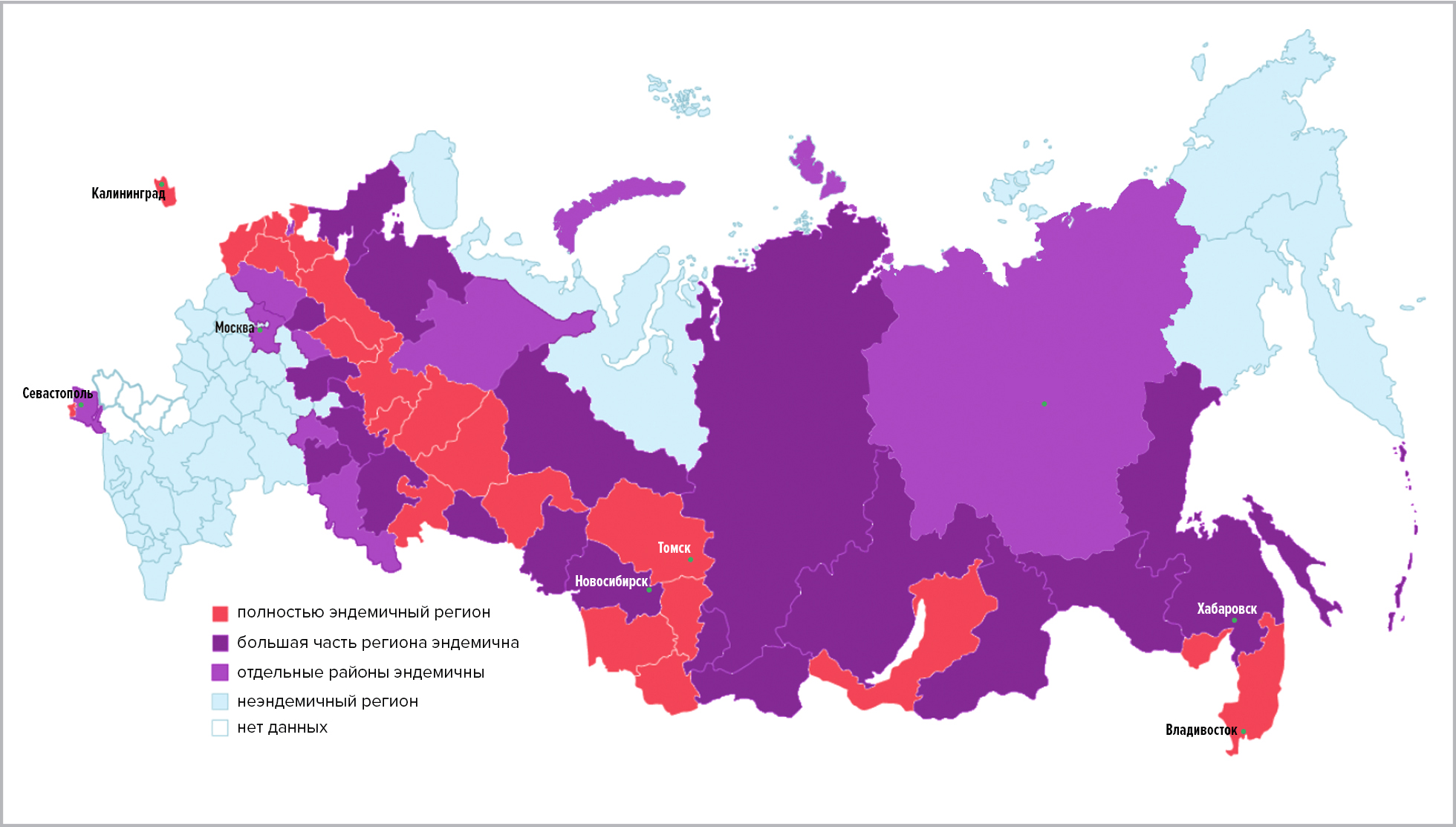 Эндемичные по клещевому энцефалиту регионы РФ
