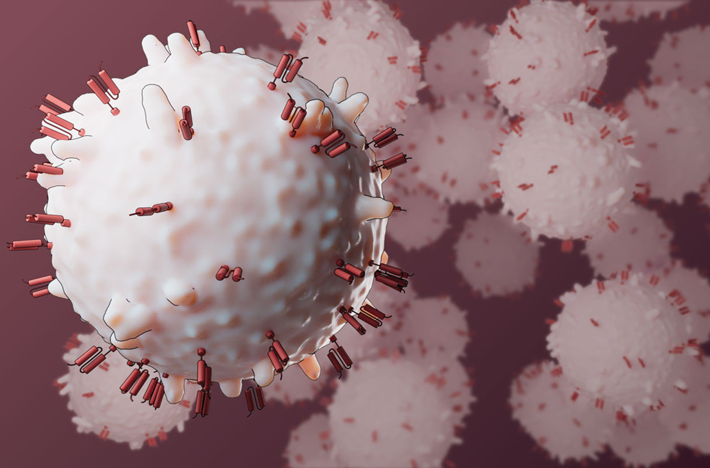 Исследователи используют генную терапию in vivo для создания Т-клеток с рецепторами (красные), нацеленными на раковые клетки