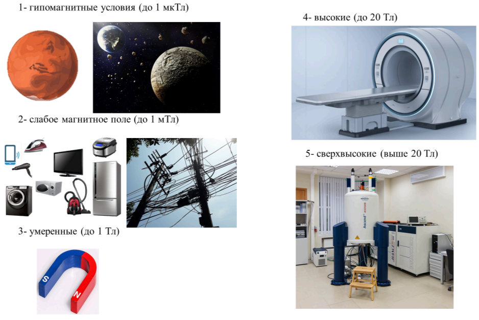 Примеры того, где человек может столкнуться с МП различной интенсивности