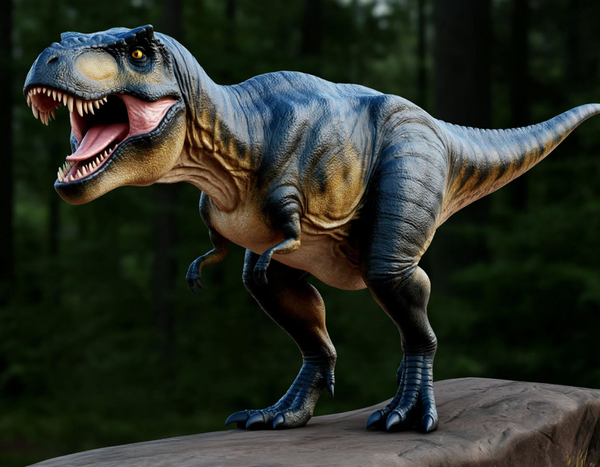 Тираннозавр рекс, сгенерированный нейросетью Шедеврум (v 2.7)