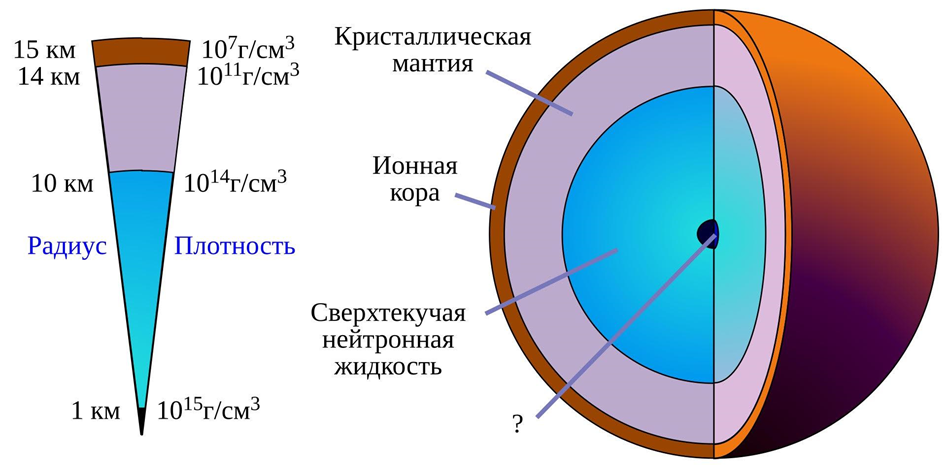Внутренний состав нейтронной звезды