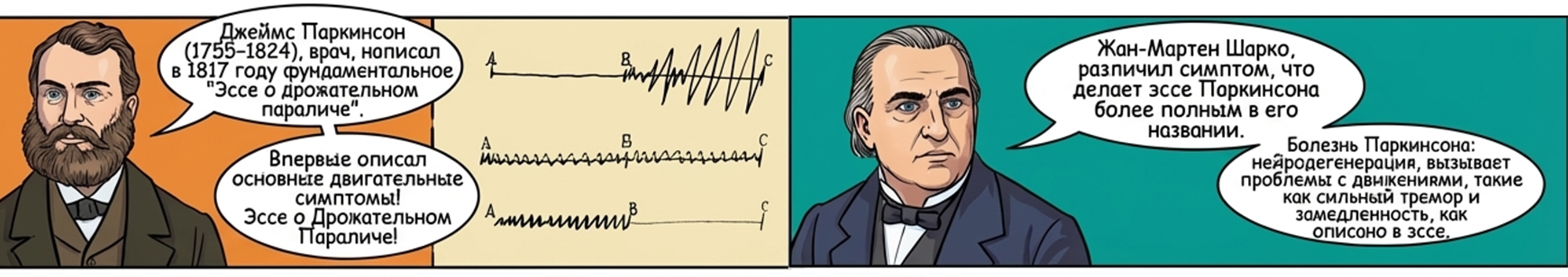Джеймс Паркинсон (11.04.1755–1824) и Жан-Мартен Шарко (29.11.1825–16.08.1893)