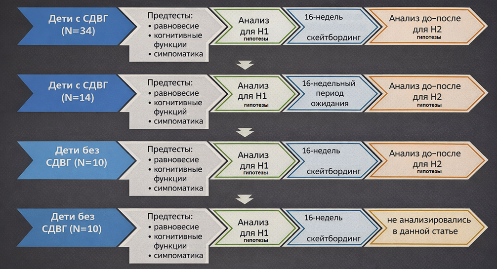 Структурная схема проекта занятий скейтбордингом для школьников с СДВГ