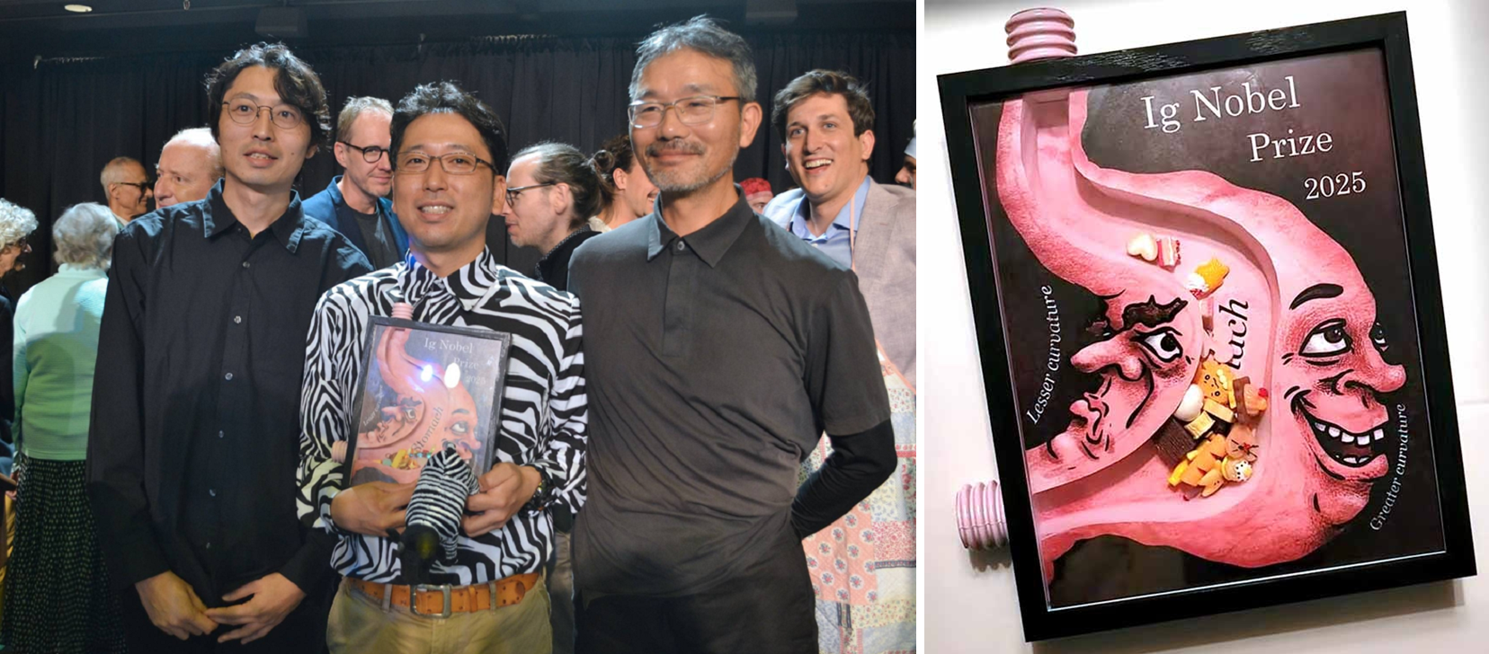 Томоки Кодзима и его коллеги на вручении Шнобелевской премии по биологии