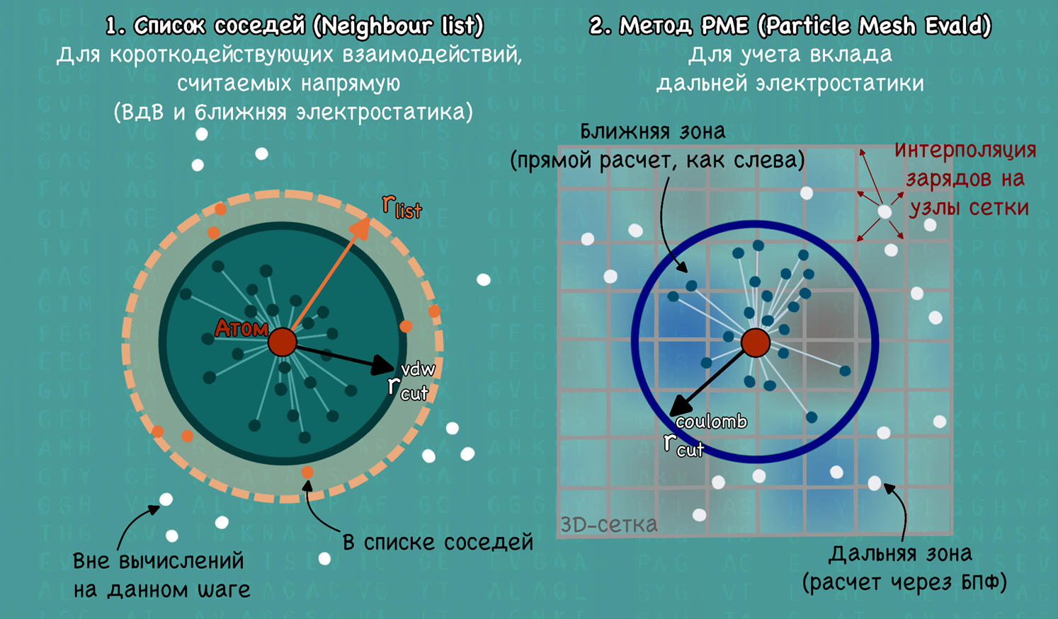Вычисление невалентных взаимодействий в молекулярной динамике