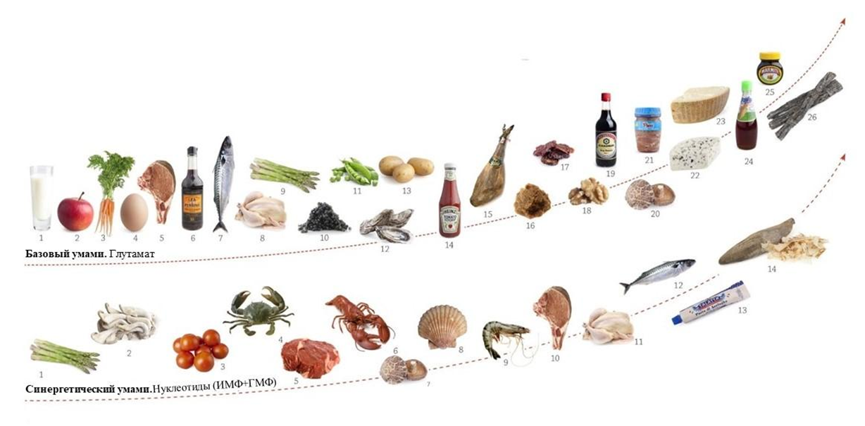  Диаграмма продуктов, содержащих умами