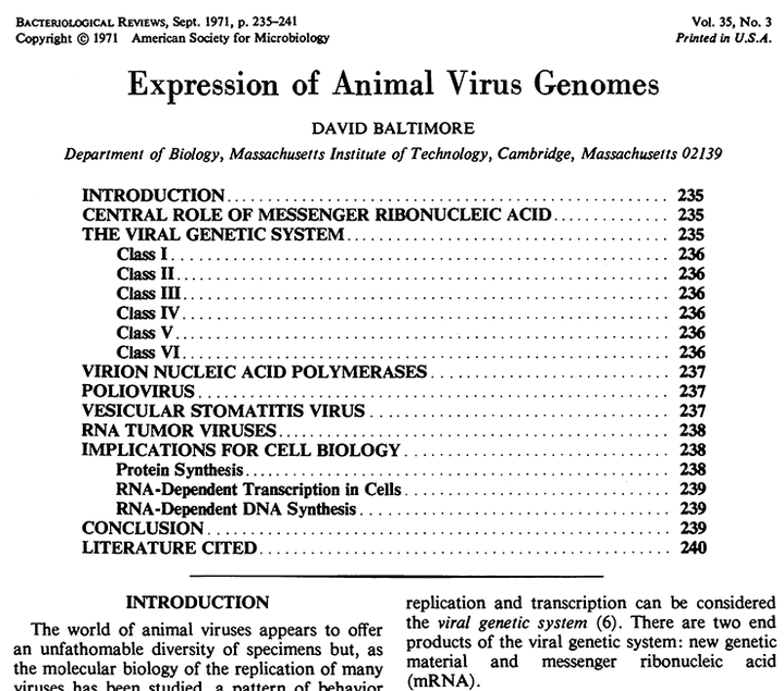 Периодическая система вирусов, или Классификация вирусов по Балтимору 50 лет спустя